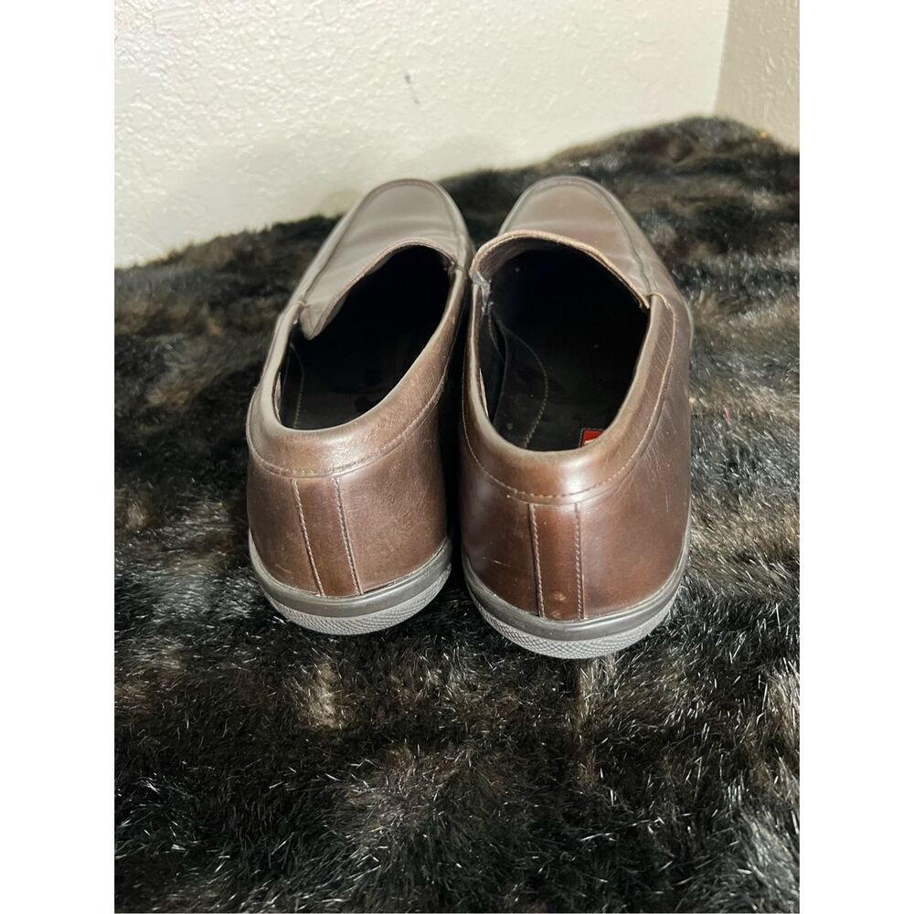Prada 4d 1645 leather coffee brown loafer shoe 9 - Picture 8 of 10